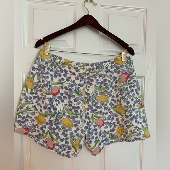 NWT Ralph Lauren Cotton Blend Shorts: Floral, Blue/Yellow/Pink Tulips Pockets L - Picture 2 of 11